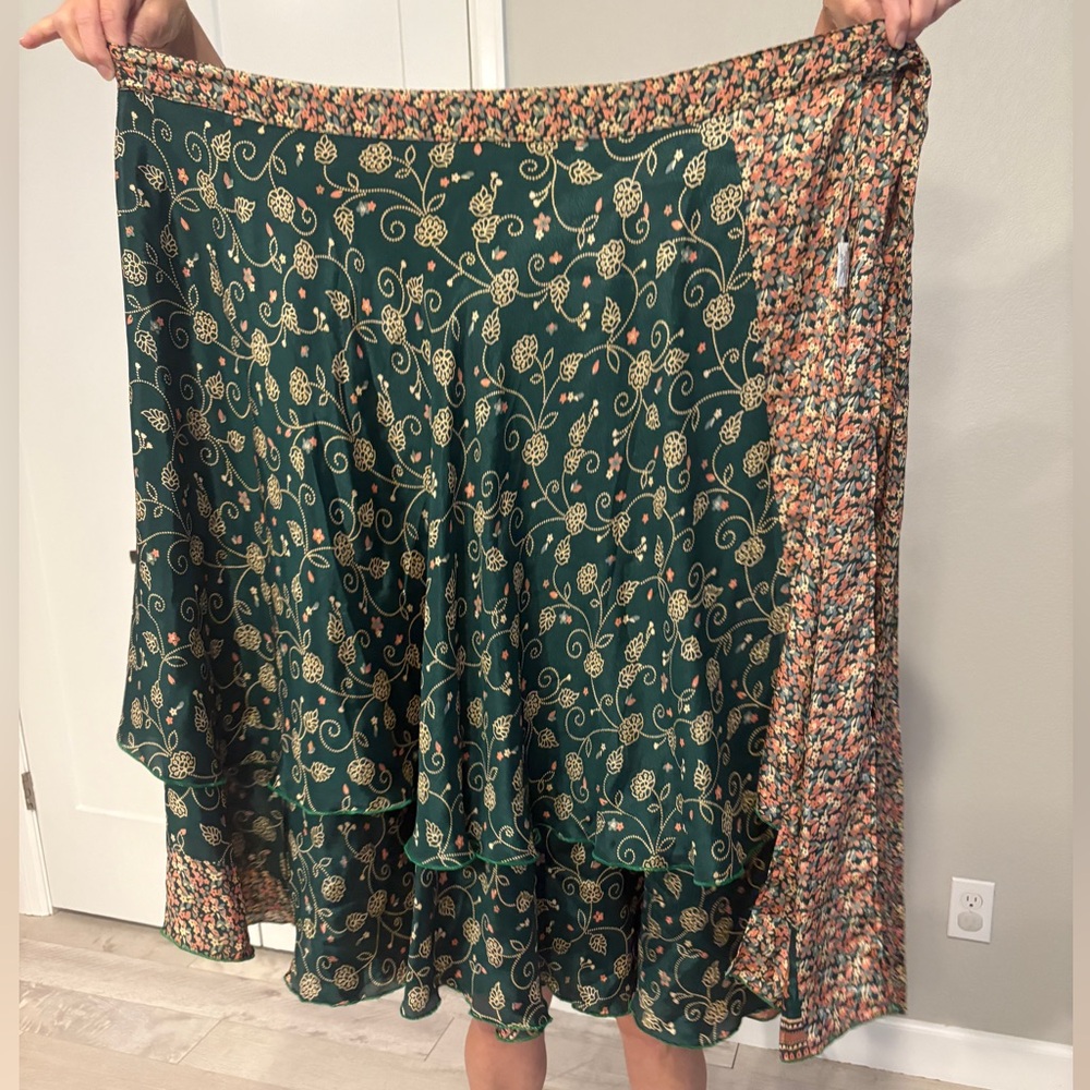 Recycled Sari Reversible Indian Silk Wrap Skirt